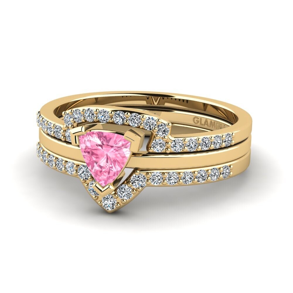 Zafiro Rosado Anillo Idiom SET