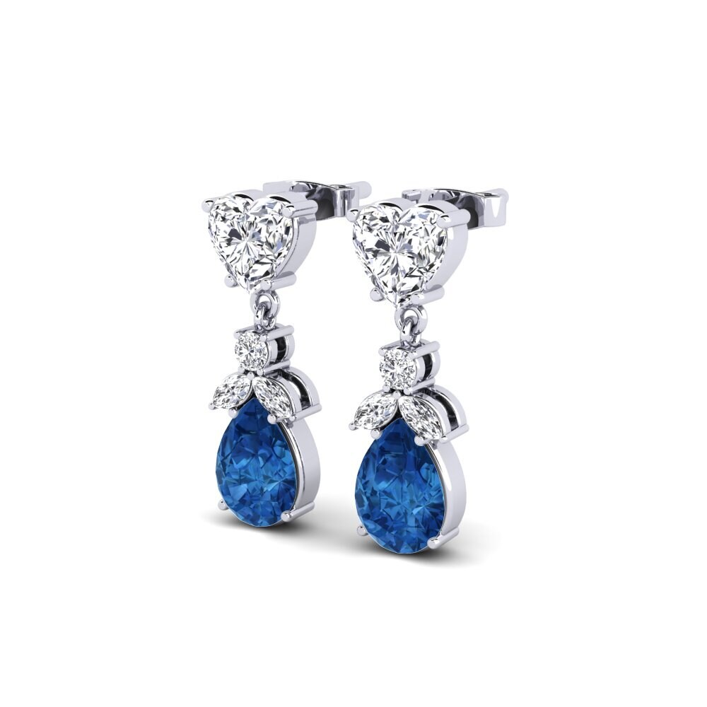 Zircônia azul escuro Brincos Feminino Igon