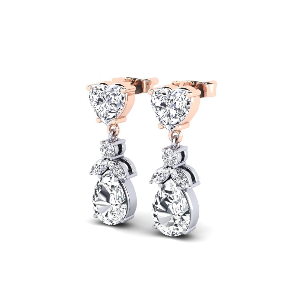 9k Oro Blanco & Rosa Circón Blanco Pendiente de mujer Igon