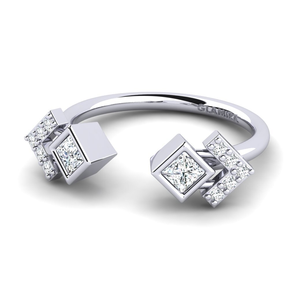 14k Oro Blanco Anillo meñique Ilham