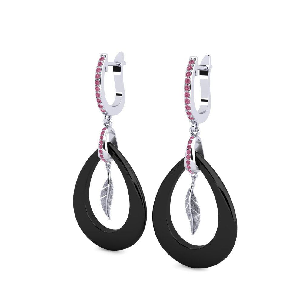 Platino 950 Granate Rhodolite Pendiente de mujer Ilira
