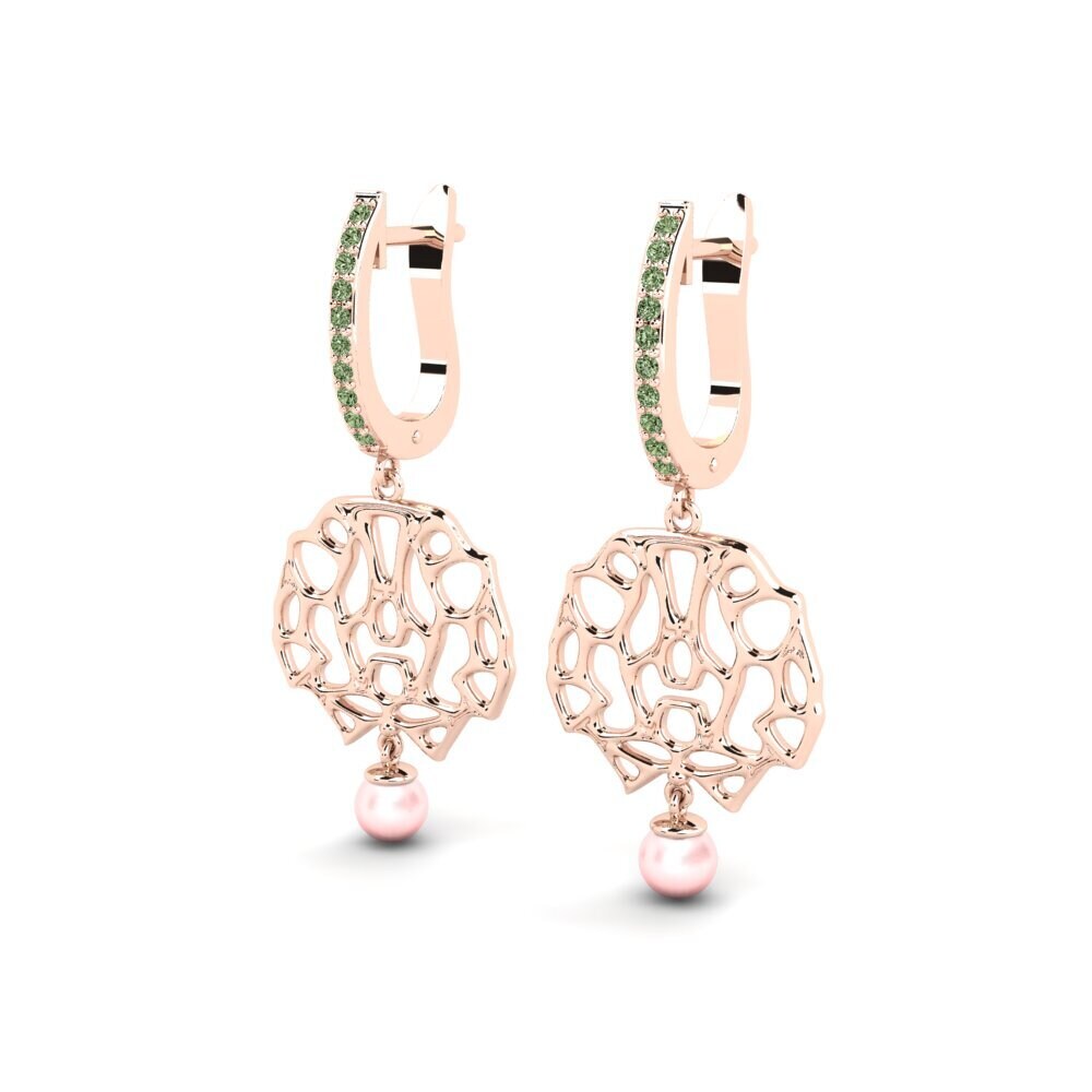 9ct Rose Gold Green Diamond Women's Earring Illasy