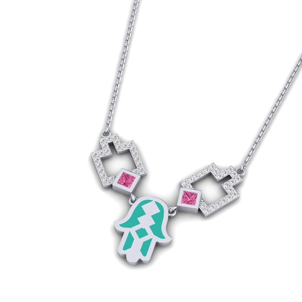 Plata 925 Turmalina rosa Collar de Mujer Imineti