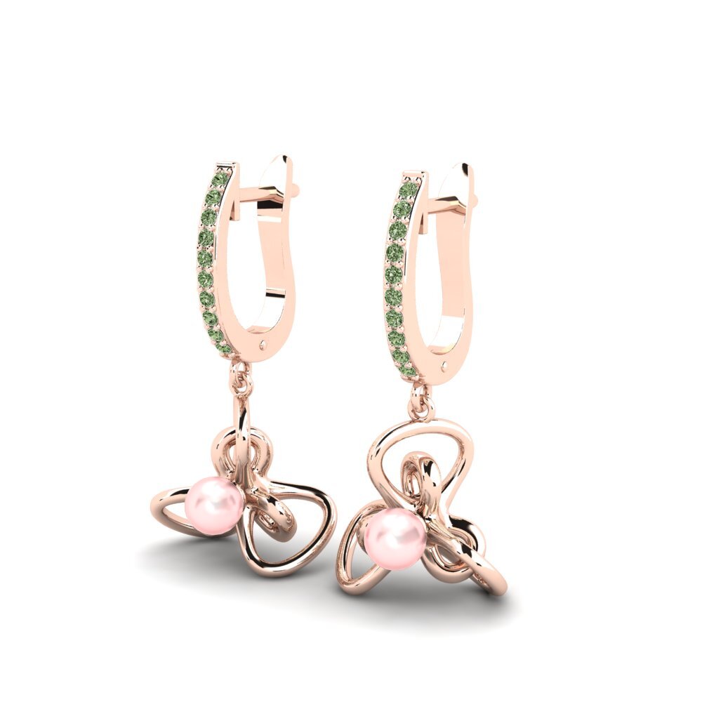9ct Rose Gold Green Diamond Women's Earring Immaginare