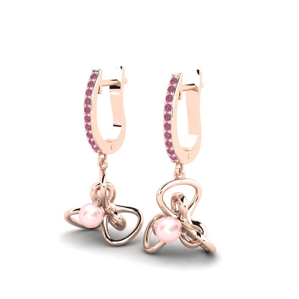 14k Oro Rosa Granate Rhodolite Pendiente de mujer Immaginare