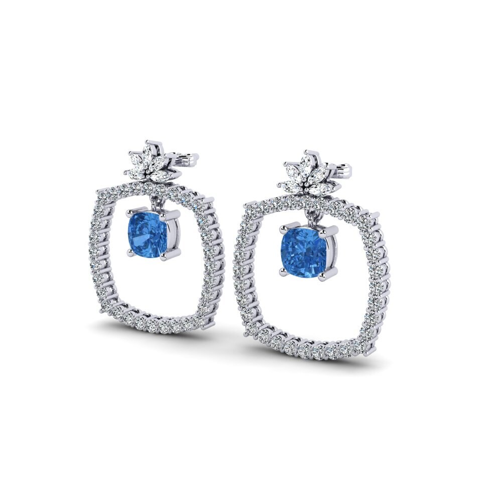 Kussen Donker Blauwe Zirkoon Dames Oorbellen Impose
