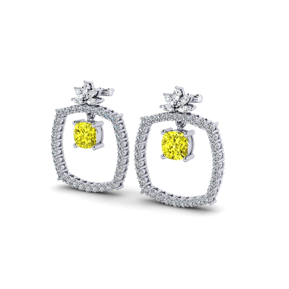 Cushion Yellow Diamond Women's Earring Impose