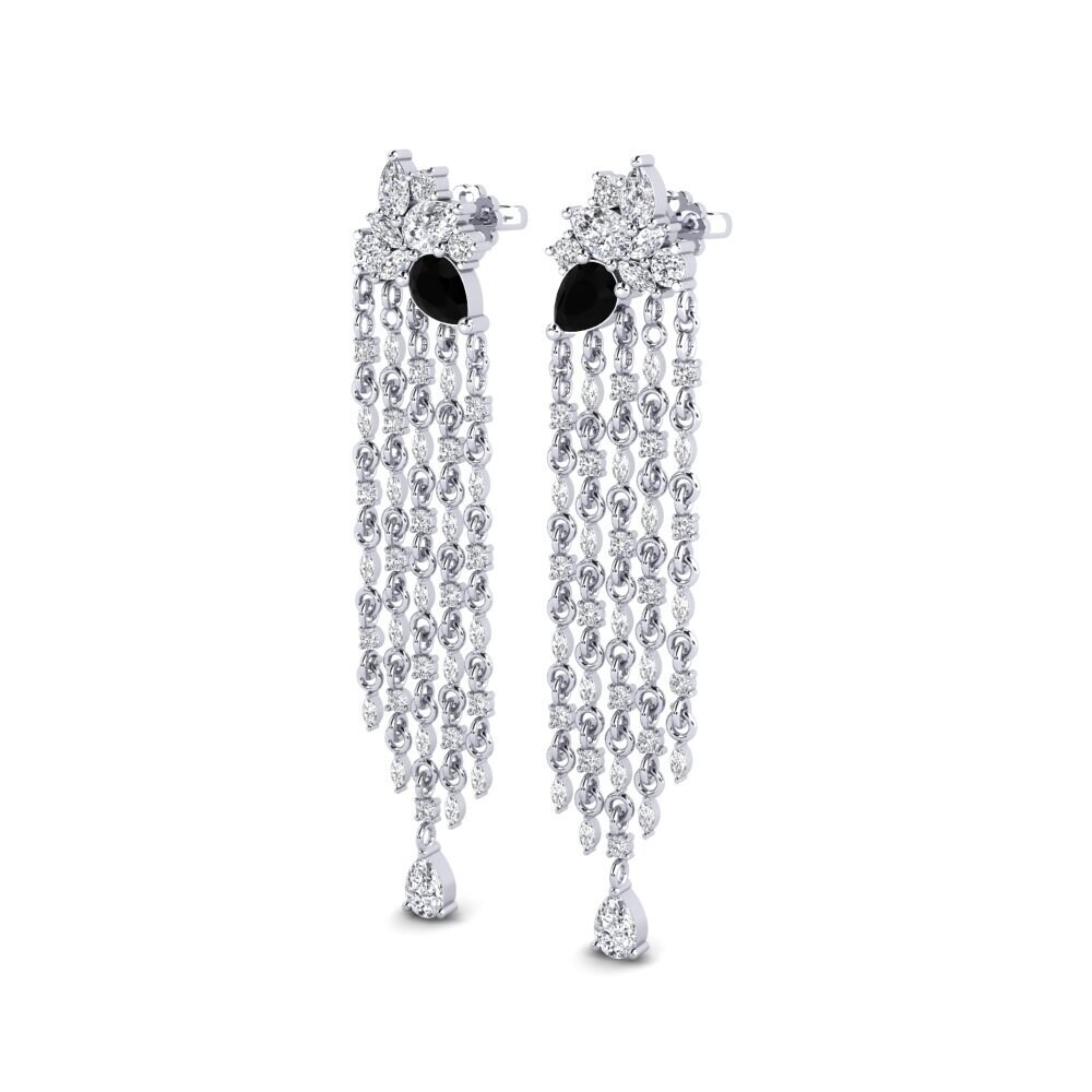 Saphir noir SYLVIE Boucles D'oreilles Improvisation