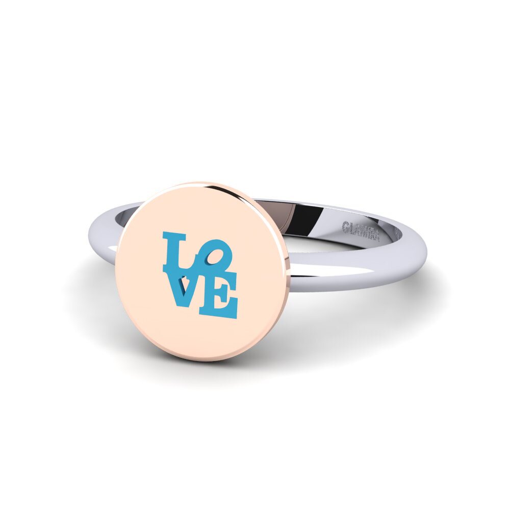 Heart 14ct Rose & White Gold Plain Design Rings