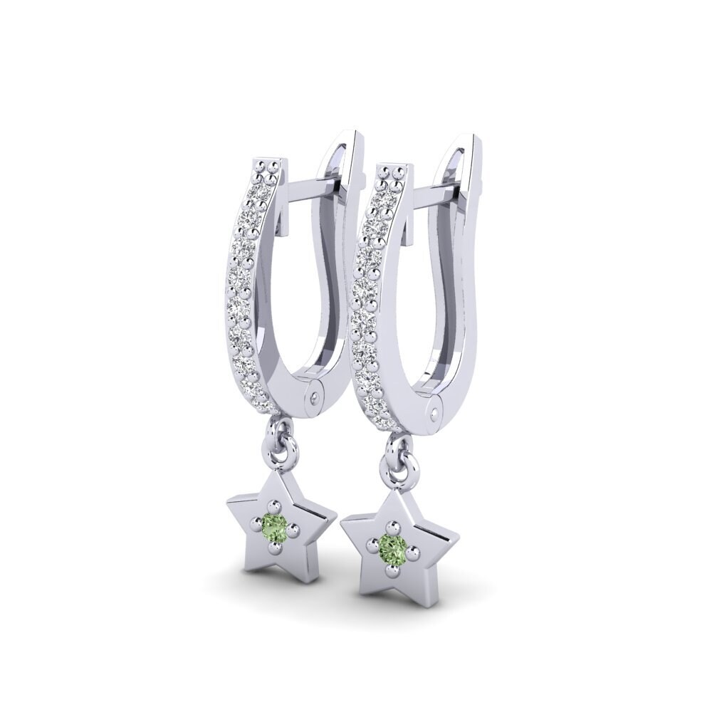 White Silver Green Diamond Earring Indobya Daughter
