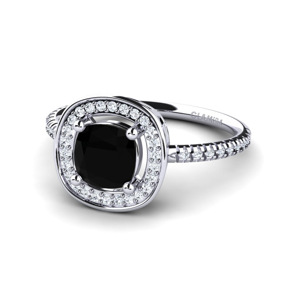 Cushion Black Diamond Engagement Ring Ingrida