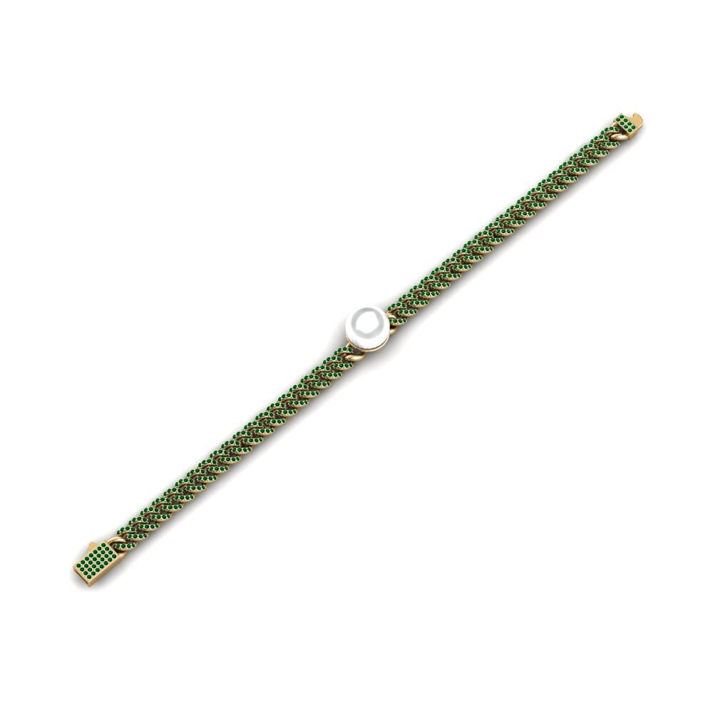 18k Oro Amarillo Circonita Verde Pulsera de Mujer Inn