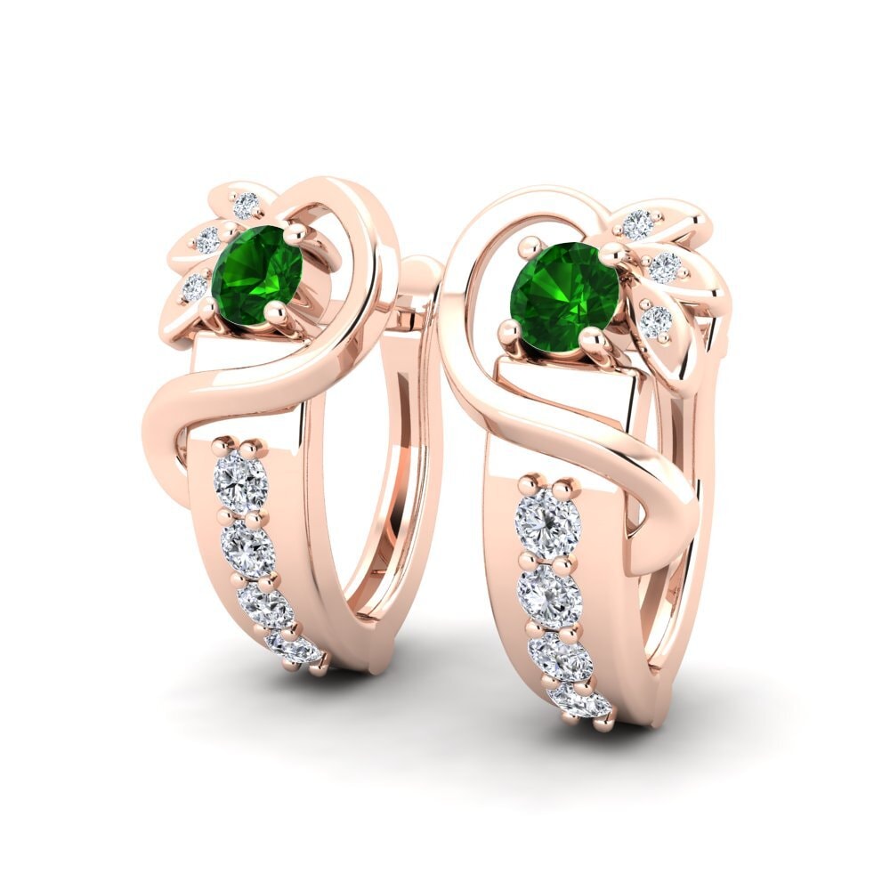 14ct Rose Gold Green Tourmaline Women's Earring Inna