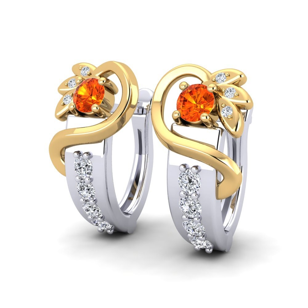 14K Yellow & White Gold Orange Sapphire Earring Inna