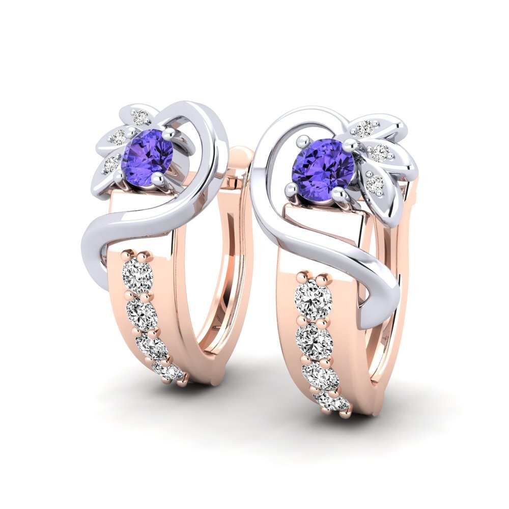 14k Oro Blanco & Rosa Tanzanita Pendiente de mujer Inna