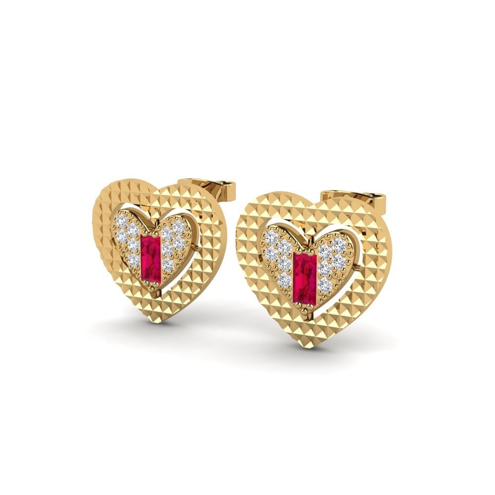 Đá Ruby / Hồng Ngọc Bông tai nữ Insertable