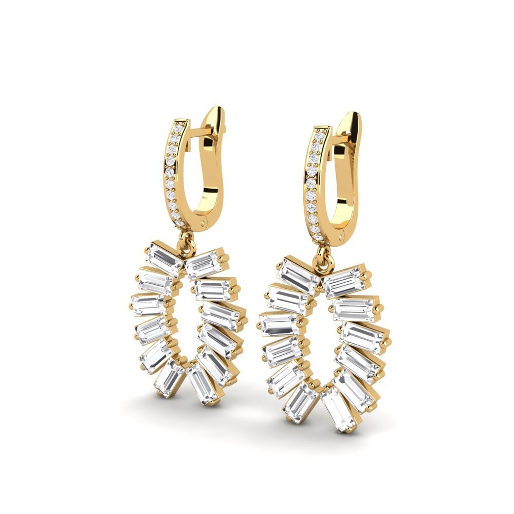 Đá Sapphire Trắng Bông tai nữ Intine