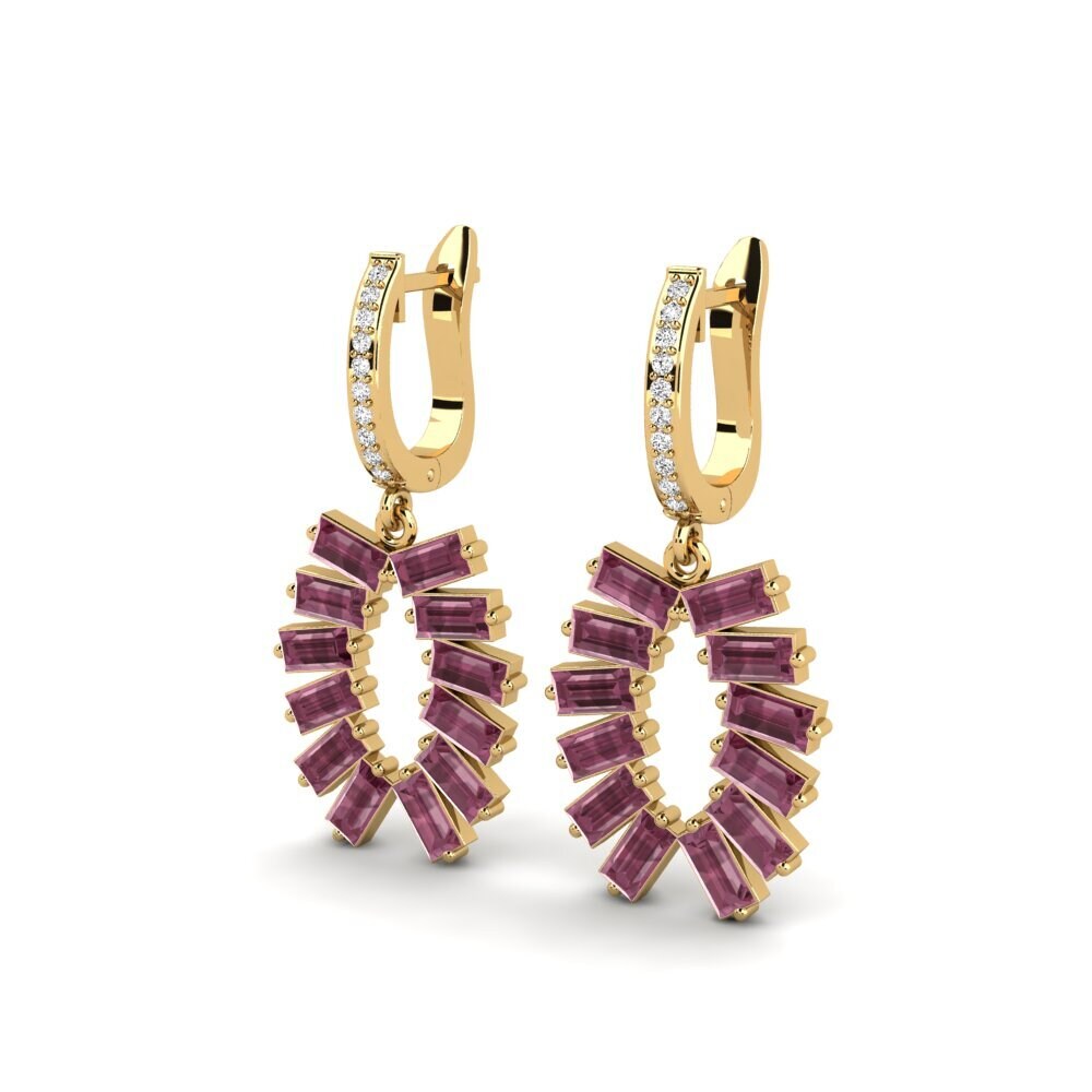 Đá Rhodolite Bông tai nữ Intine