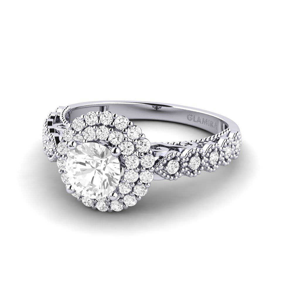 Zafiro blanco Anillo de compromiso Intrauterine