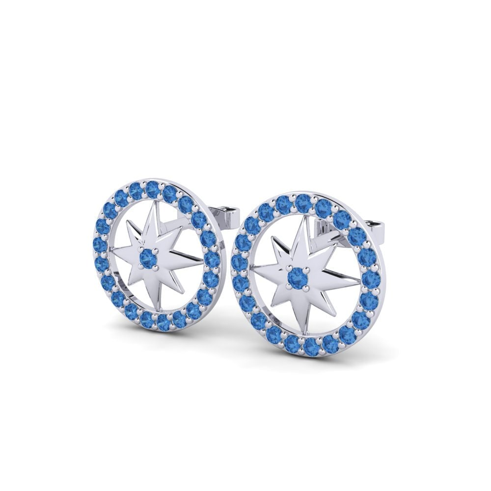 Donker Blauwe Zirkoon Dames Oorbellen IO