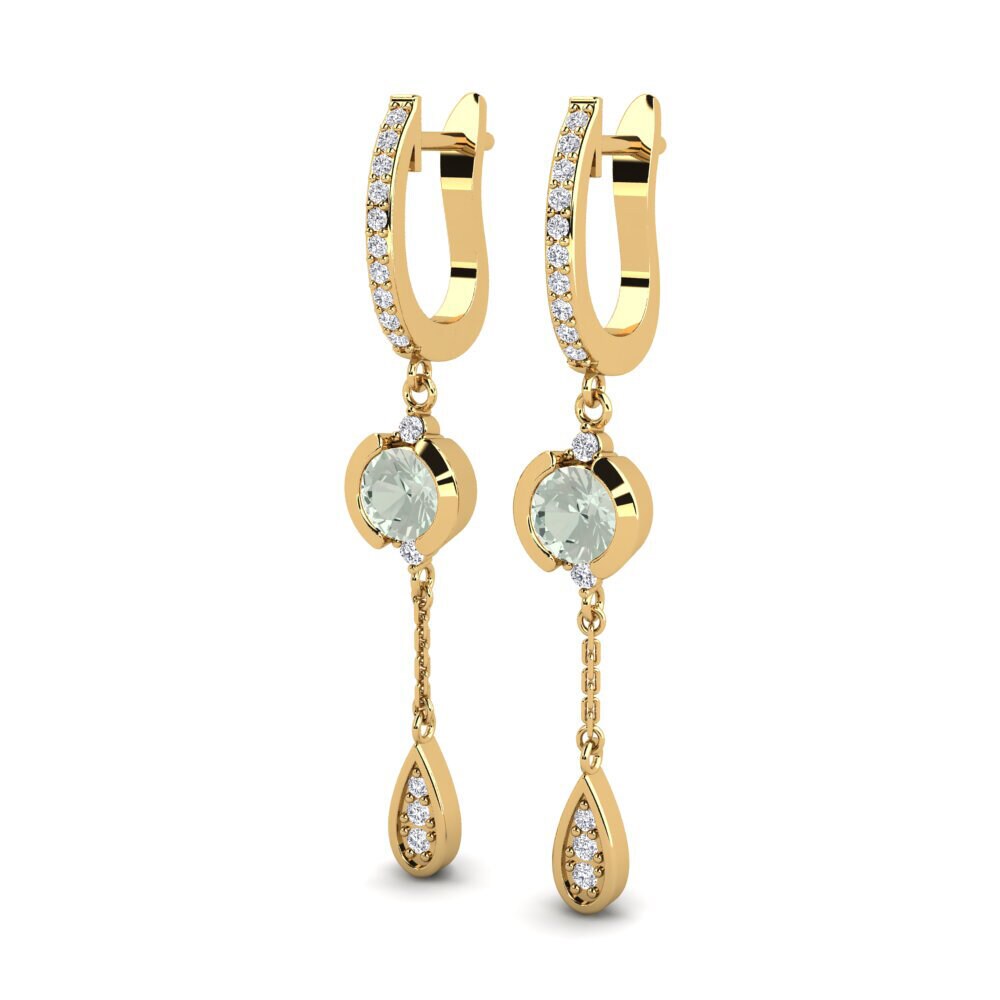 14ct Yellow Gold Green Amethyst Women's Earring Iselin