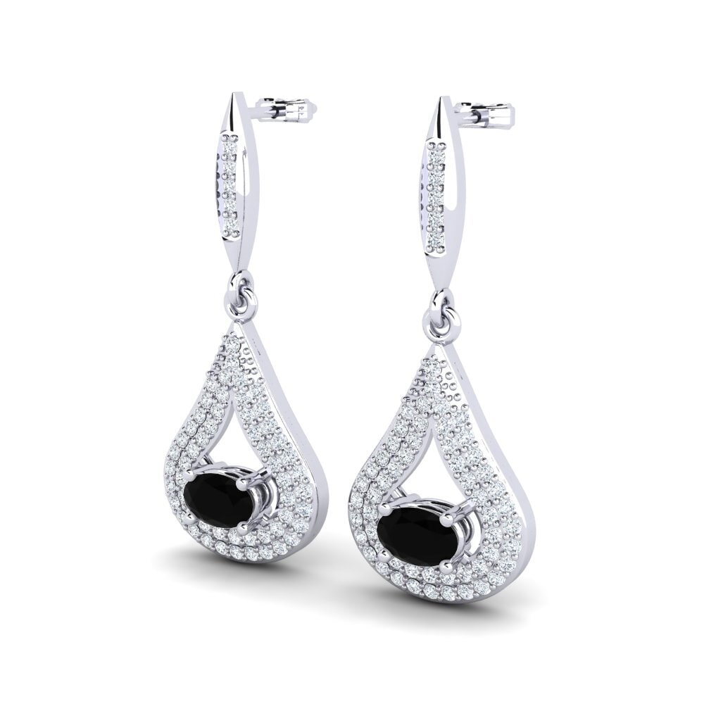 Ovalado Diamante Negro Pendiente de mujer Isolda