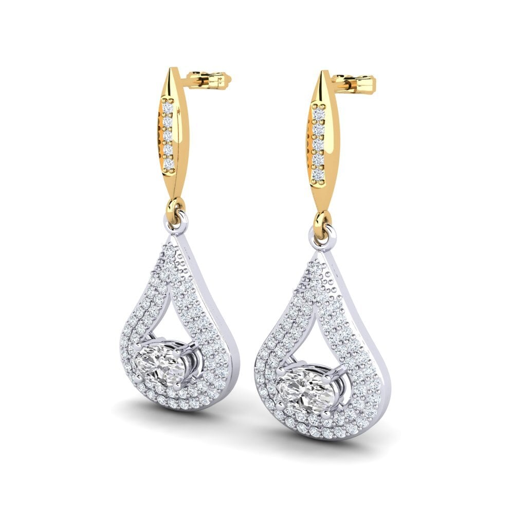 18k Oro Amarillo & Blanco Pendiente de mujer Isolda