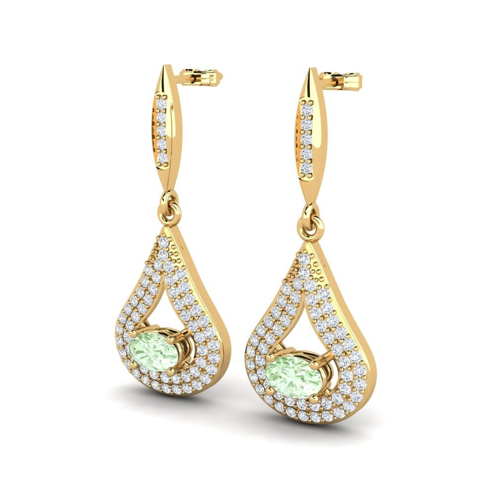 14ct Yellow Gold Green Amethyst Women's Earring Isolda