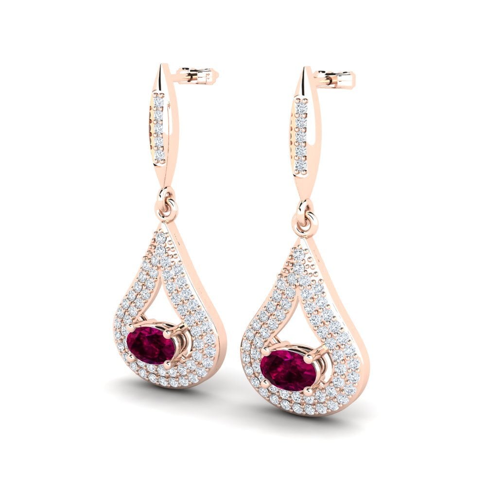 18ct Rose Gold Rhodolite Garnet Women's Earring Isolda
