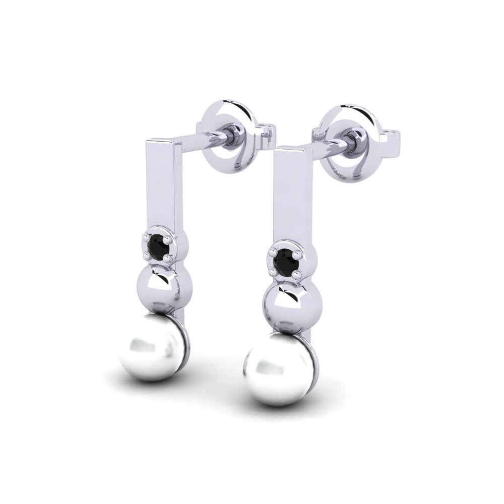 14k Oro Blanco Diamante Negro Pendiente de mujer Isora