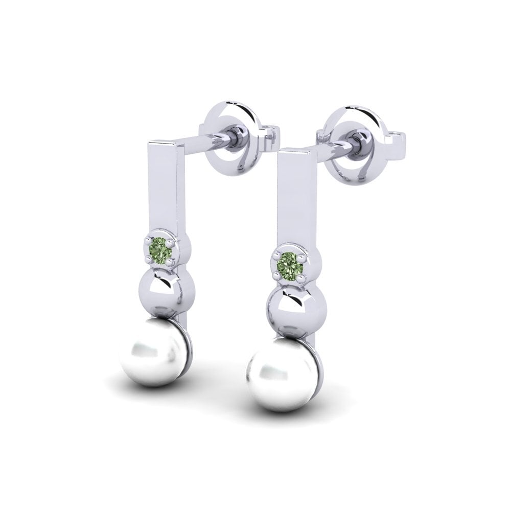 950 Platin Grüner Diamant Damen ohrring Isora