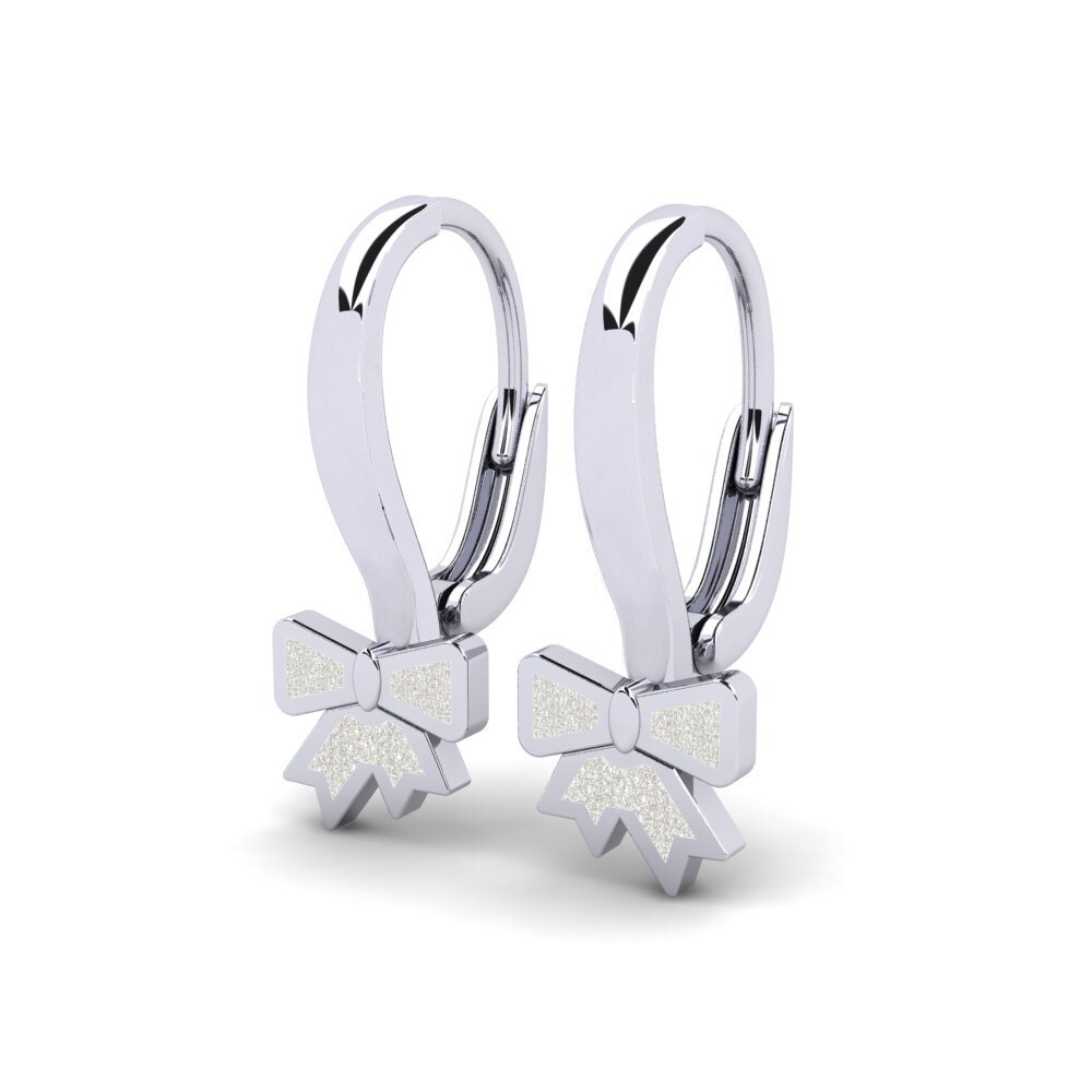 18k Oro Blanco Pendiente para Niño Itace