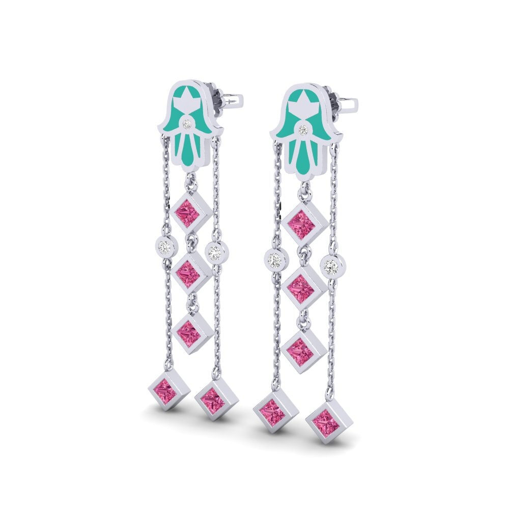 Plata 925 Turmalina rosa Pendiente de mujer Ithemba