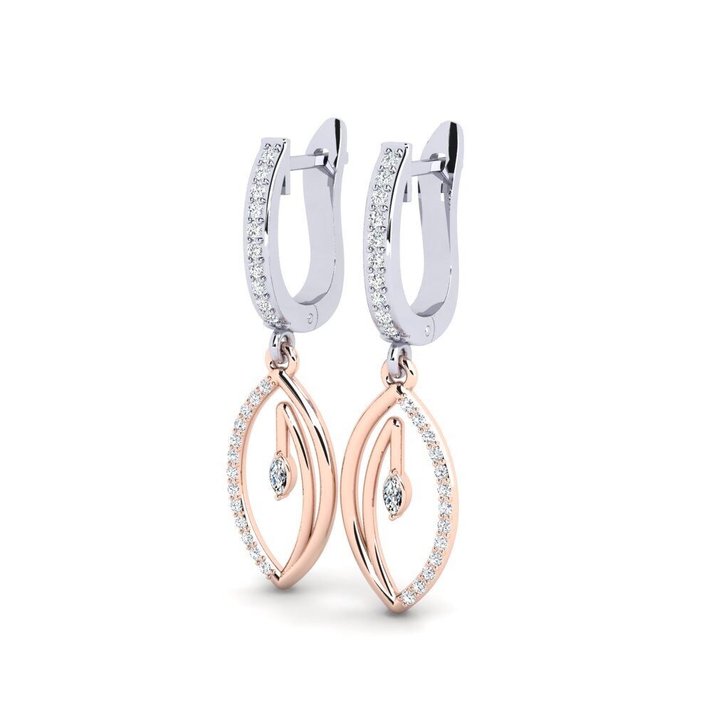 14ct White / Rose Gold Marquise Women's Earring Ivern