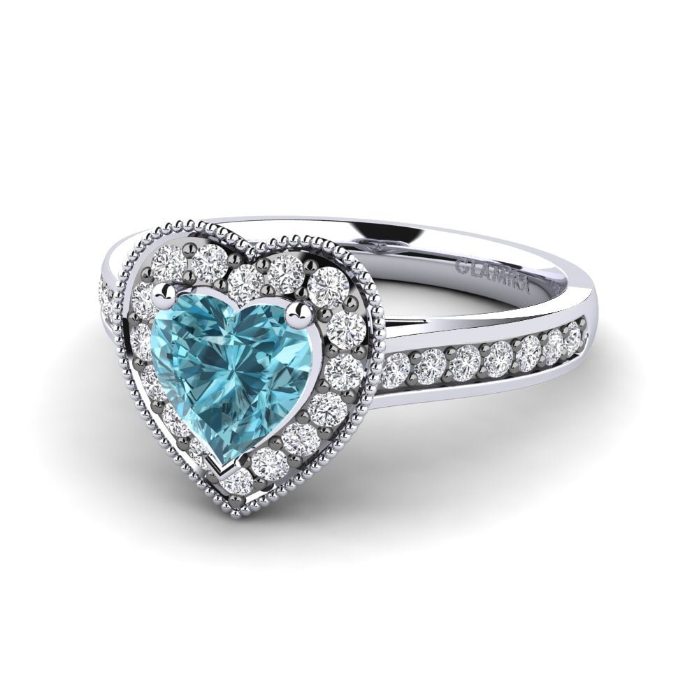 Heart Blue Zircon Women's Ring Ivey