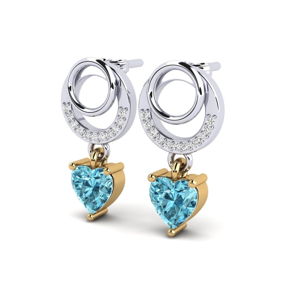 18ct Yellow & White Gold Blue Zircon Women's Earring Jabina