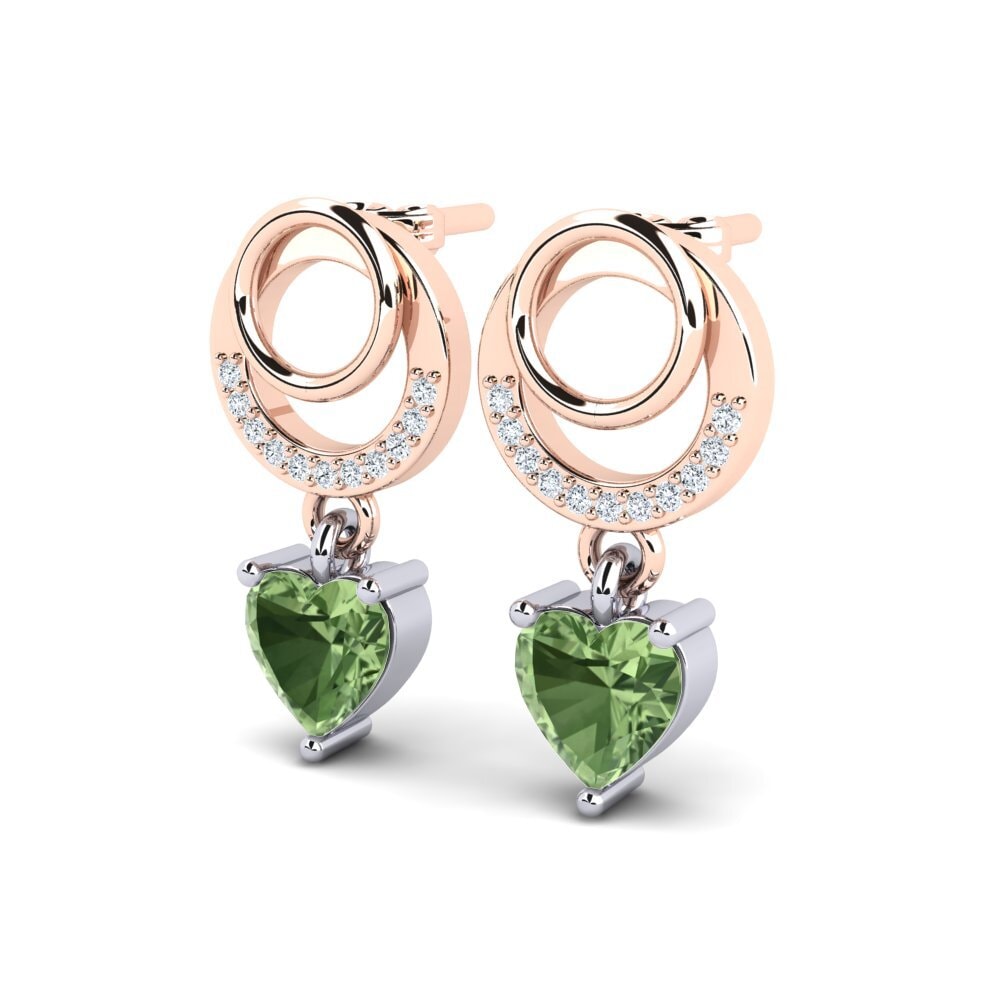 14ct White / Rose Gold Green Sapphire Women's Earring Jabina