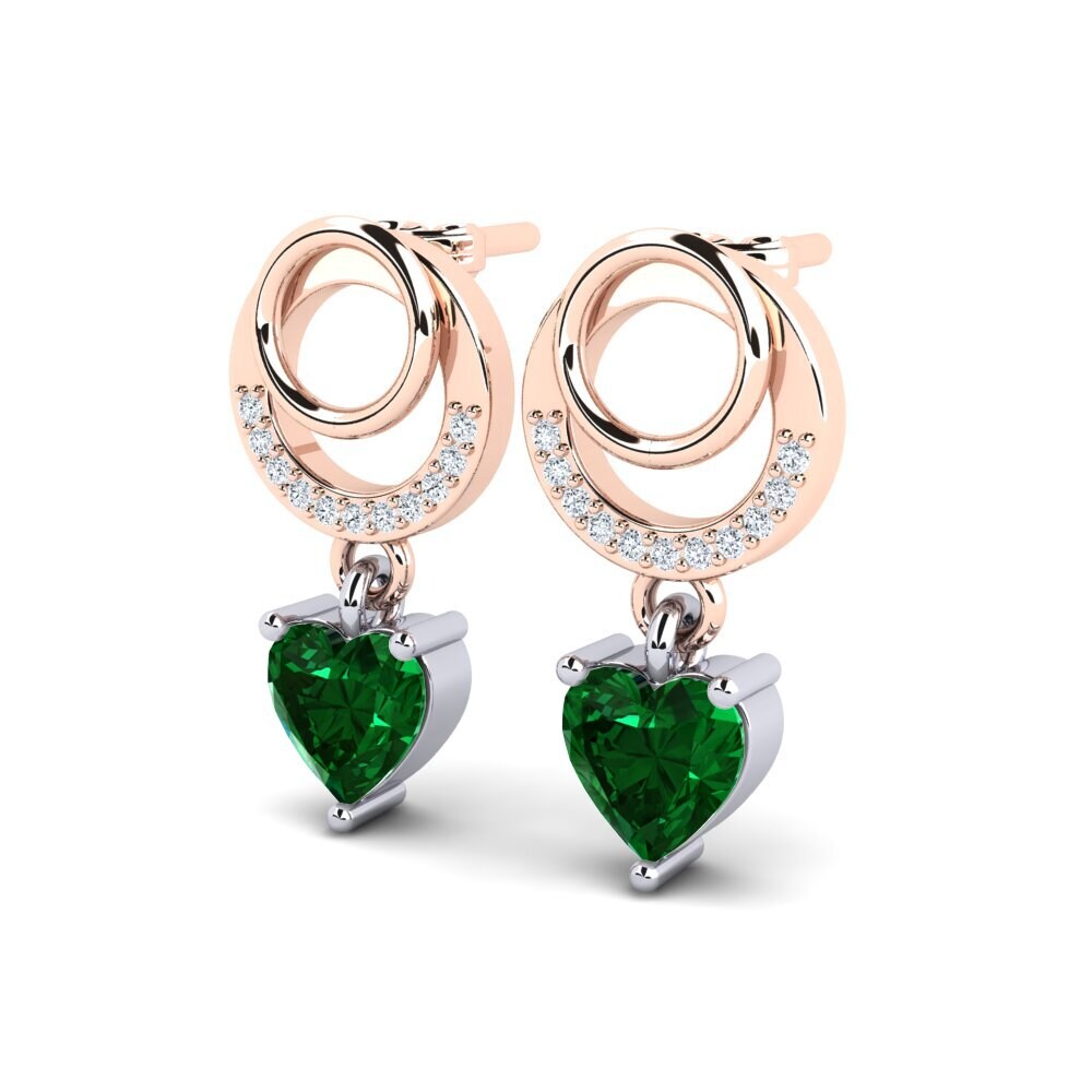 14ct White & Rose Gold Emerald (Lab Created) Women's Earring Jabina