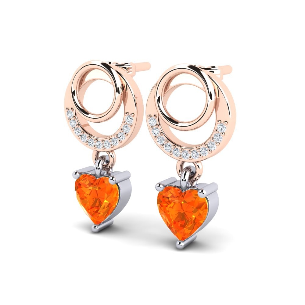 9K White & Rose Gold Orange Sapphire Earring Jabina