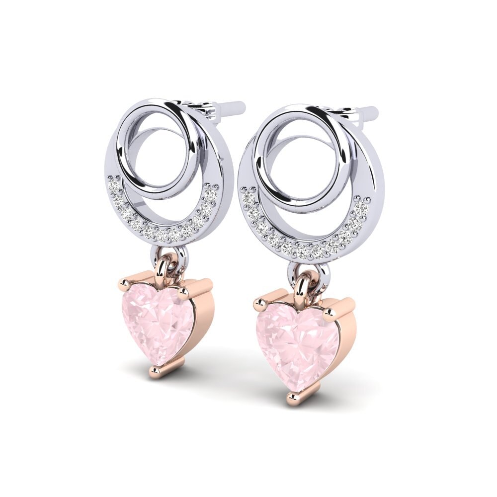 9k Oro Rosa & Blanco Cuarzo rosa Pendiente de mujer Jabina