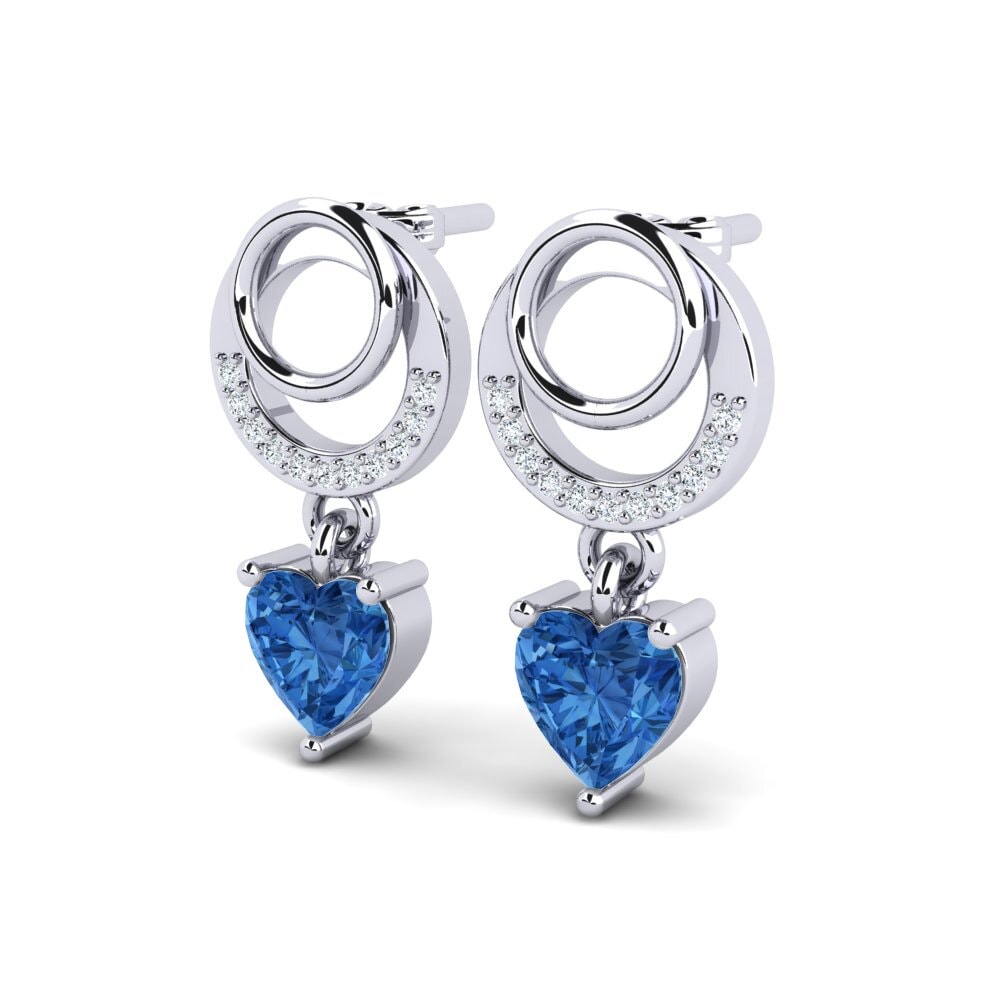 Corazón Circonita Azul Oscuro Pendiente de mujer Jabina