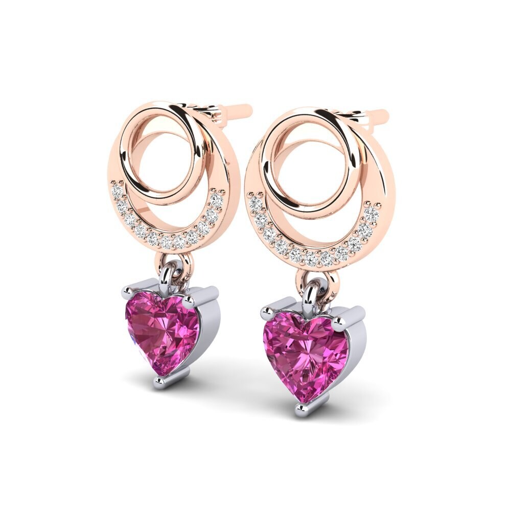 14k Oro Blanco & Rosa Topacio Rosa Pendiente de mujer Jabina