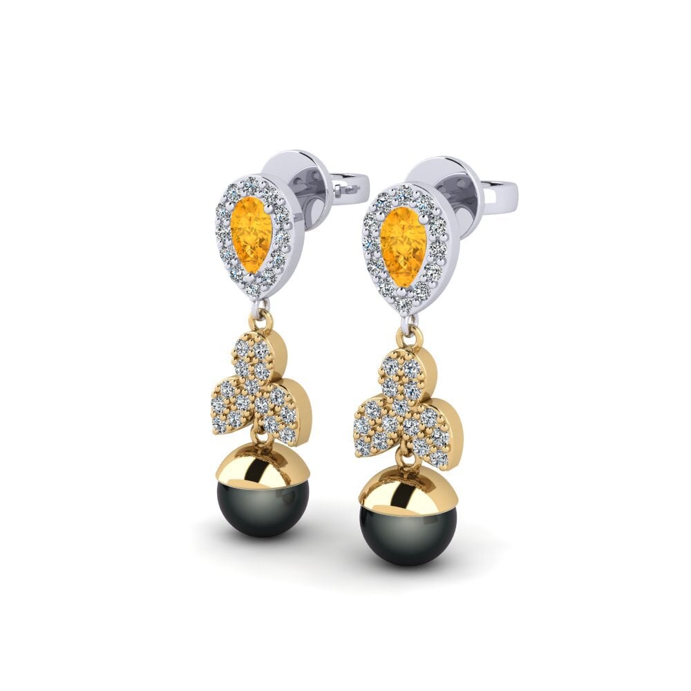 9ct Yellow & White Gold Citrine Women's Earring Jabli