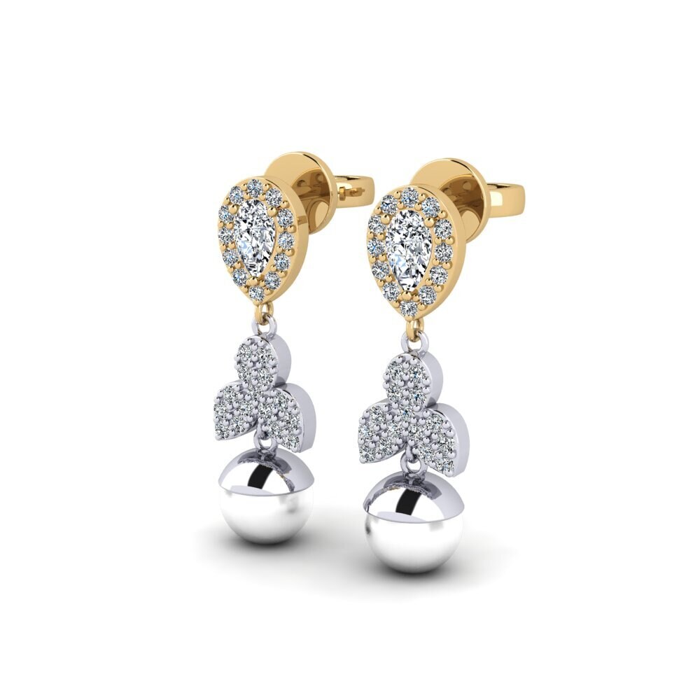 14k Oro Blanco & Amarillo Pendiente de mujer Jabli