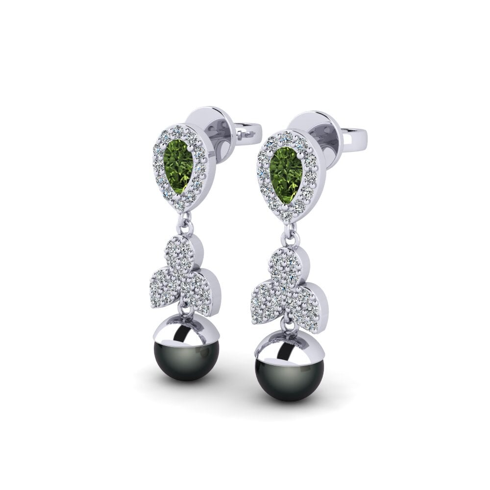 14ct White Gold Green Sapphire Women's Earring Jabli