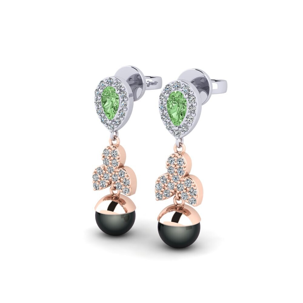 9k Oro Rosa & Blanco Diamante Verde Pendiente de mujer Jabli