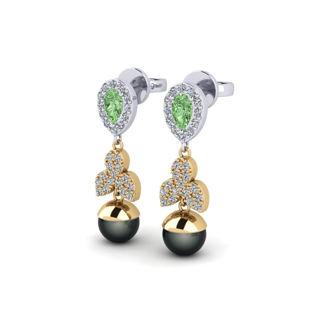 9ct Yellow & White Gold Green Diamond Women's Earring Jabli