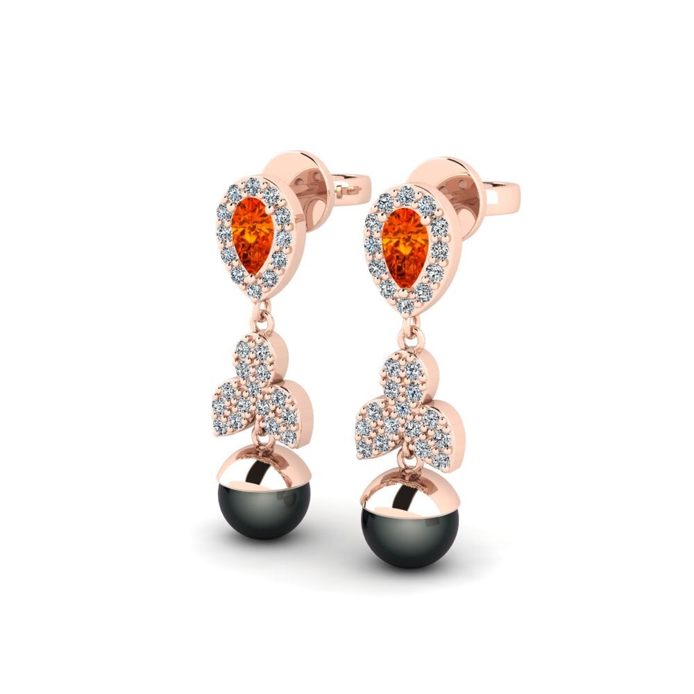 14ct Rose Gold Orange Sapphire Women's Earring Jabli