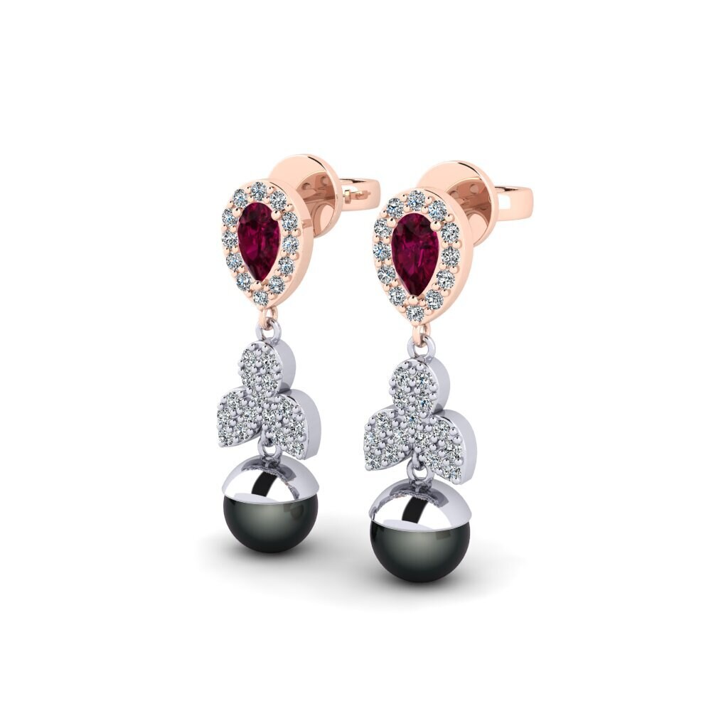 9ct White & Rose Gold Rhodolite Garnet Women's Earring Jabli
