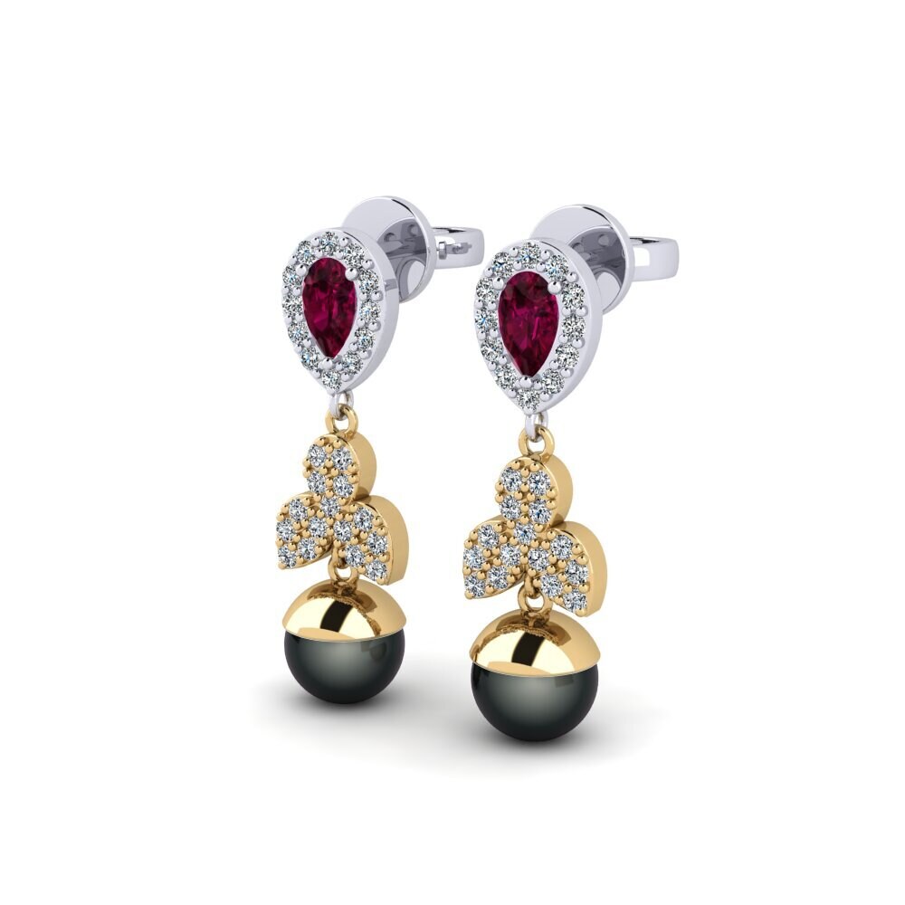 9ct Yellow & White Gold Rhodolite Garnet Women's Earring Jabli